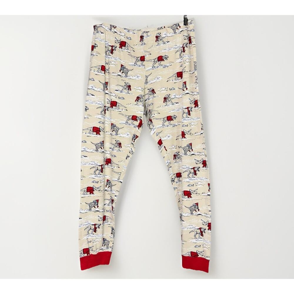 Gymboree Men 2XL Pajama Set Cream Red Sweater Dinosaur Pant Shirt Holiday Winter - Picture 3 of 5